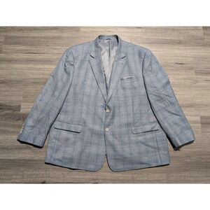 Oak Hill Men's Blue Tartan Plaid Sport Coat Suit Blazer Size 3XL 54/56
